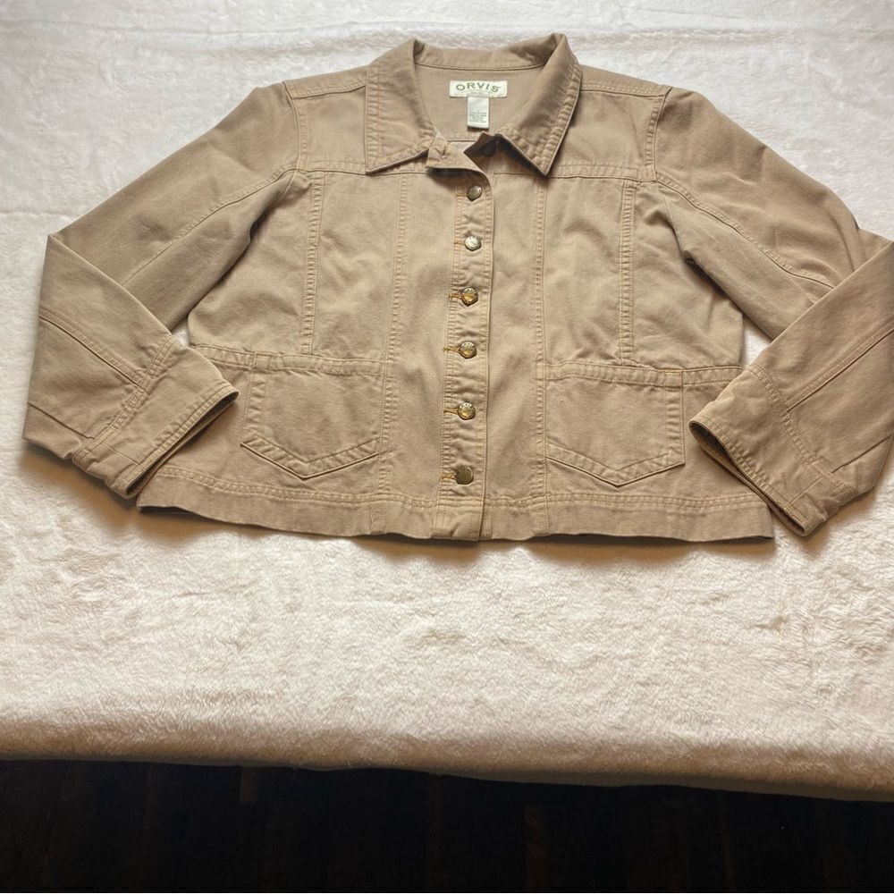 Orvis Light Tan Denim Jacket Size Large